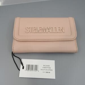 NWT Steve Madden Linen Pink Wallet on a String Tri-Fold Wallet NEW Blush
